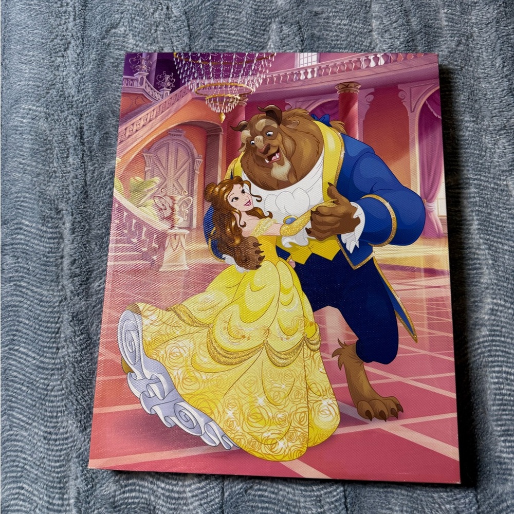 Beauty and the Beast Glitter Canvas Art   11”x14”